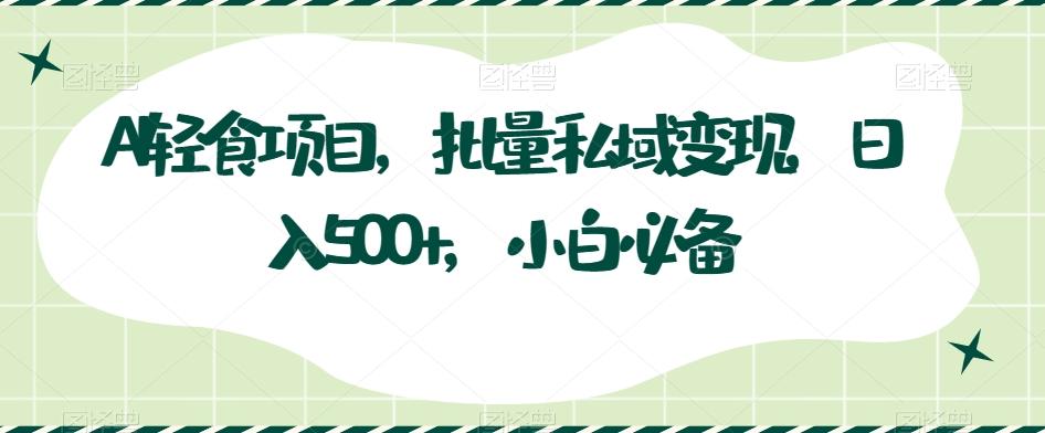 AI轻食项目，批量私域变现，日入500+，小白必备-资源宝库