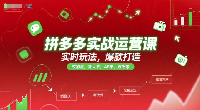 拼多多实战运营课，实时玩法，爆款打造，改销量，补大单，AB单，直播等(更新2025月)-资源宝库