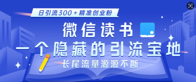微信读书,一个隐藏的引流宝地,不为人知的小众打法,日引流300+精准创业粉,长尾流量源源不断-资源宝库
