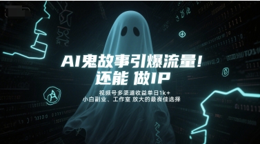 AI鬼故事引爆流量，还能做IP，视频号多渠道收益单日1k+，小白副业、工作室放大的最佳选择-资源宝库
