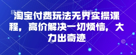 淘宝付费玩法无界实操课程，高价解决一切烦恼，大力出奇迹-资源宝库