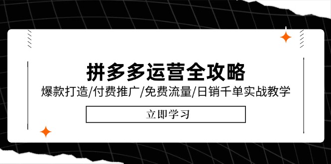 拼多多运营全攻略,爆款打造/付费推广/免费流量/日销千单实战教学/6月更新-资源宝库