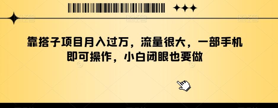 靠搭子项目月入过万，流量很大，一部手机即可操作，小白闭眼也要做-资源宝库