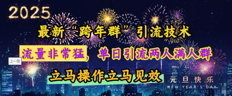 最新“跨年群”引流，流量非常猛，单日引流两人满人群，立马操作立马见效【揭秘】-资源宝库