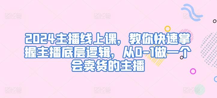 2024主播线上课，教你快速掌握主播底层逻辑，从0-1做一个会卖货的主播-资源宝库