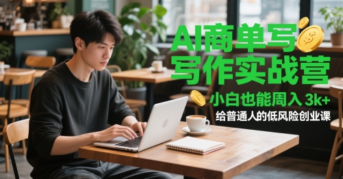 AI商单写作实战营,小白也能周入3k+,给普通人的低风险创业课-资源宝库
