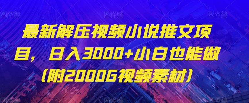 最新解压视频小说推文项目，日入3000+小白也能做（附2000G视频素材）【揭秘】-资源宝库