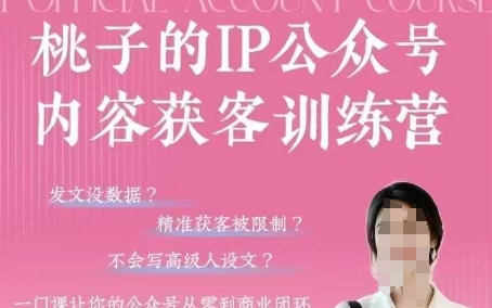 桃子IP公众号内容获客训练营(第3期)，一门让你公众号从0到商业闭环的课程-资源宝库