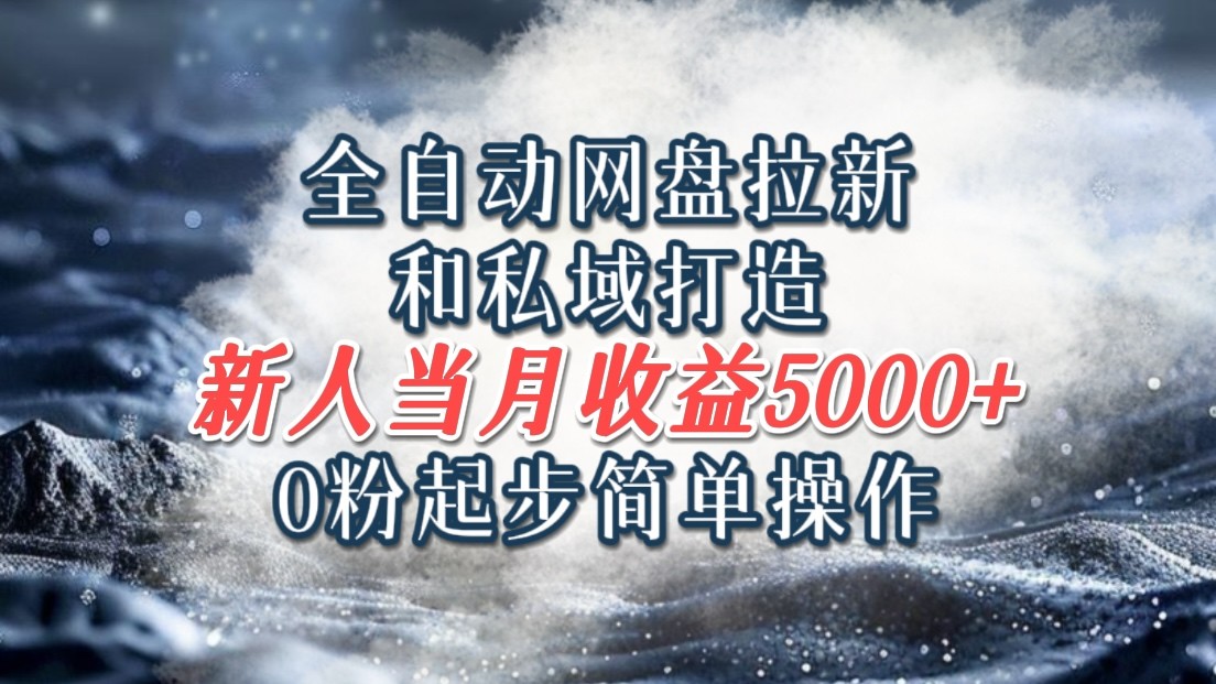全自动网盘拉新和私域打造，0粉起步简单操作，新人入门当月收益5000以上-资源宝库