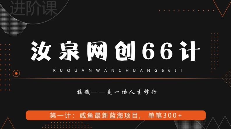 汝泉网创66计之第1计：闲鱼长期稳定项目，单笔变现300+-资源宝库