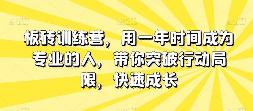 板砖训练营，用一年时间成为专业的人，带你突破行动局限，快速成长-资源宝库