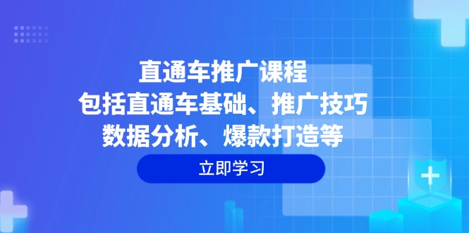 直通车推广课程：包括直通车基础、推广技巧、数据分析、爆款打造等-资源宝库