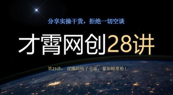 才霄网创28讲第23讲：直播间钩子引流，暴加精准粉！-资源宝库