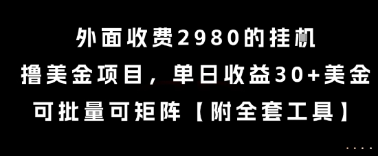 外面收费2980的挂G撸美金项目,单日收益30+美金,可批量可矩阵【揭秘】-资源宝库