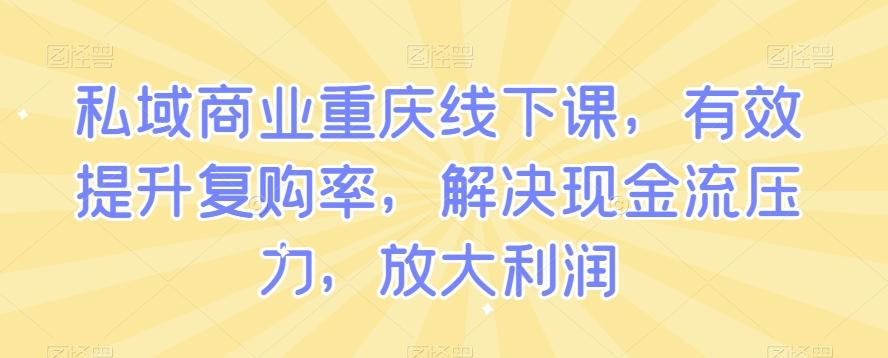 私域商业重庆线下课，有效提升复购率，解决现金流压力，放大利润-资源宝库