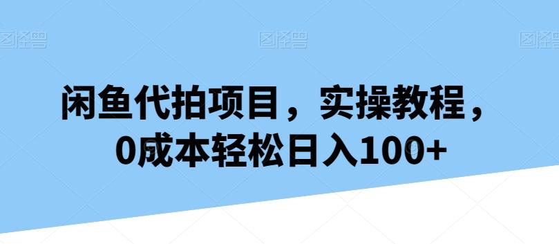 闲鱼代拍项目，实操教程，0成本轻松日入100+-资源宝库