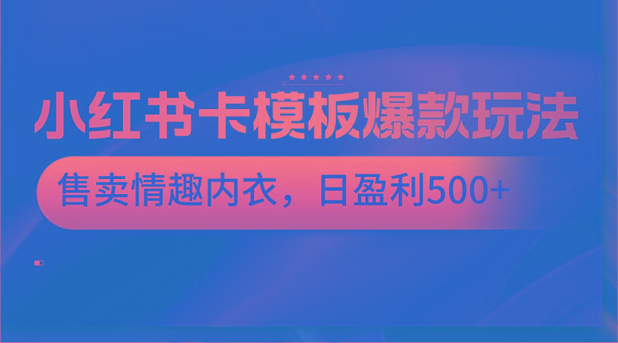 小红书卡模板爆款玩法，售卖情趣内衣，日盈利500+-资源宝库