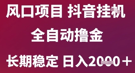 风口项目，六月最新玩法抖音无人挂G，全自动撸金，长期稳定 日入2k+【揭秘】-资源宝库