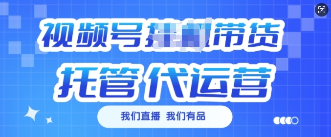 视频号挂J直播带货托管代运营,每个月多挣3k【揭秘】-资源宝库