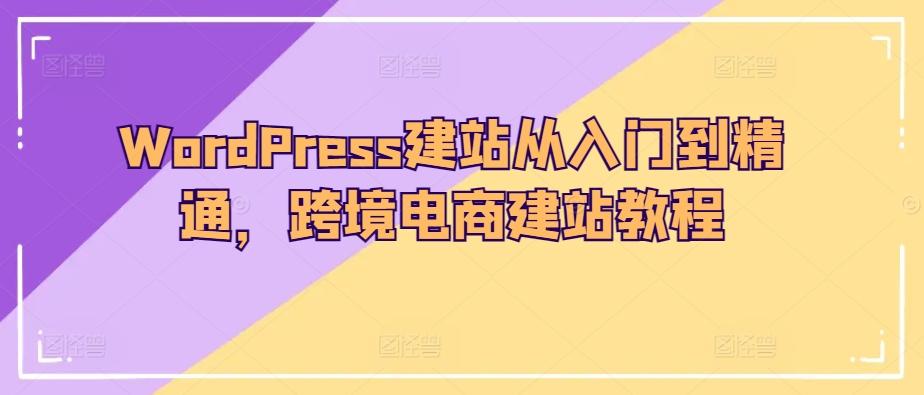 WordPress建站从入门到精通，跨境电商建站教程-资源宝库