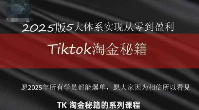 TikTok跨境2025淘金秘籍，​2025TikTok从0到盈利变现-资源宝库