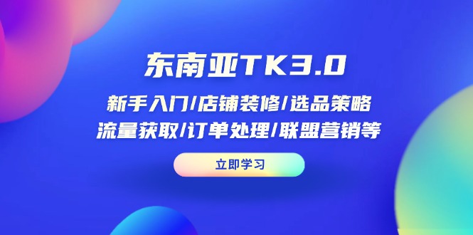 东南亚TK3.0：新手入门/店铺装修/选品策略/流量获取/订单处理/联盟营销等-资源宝库