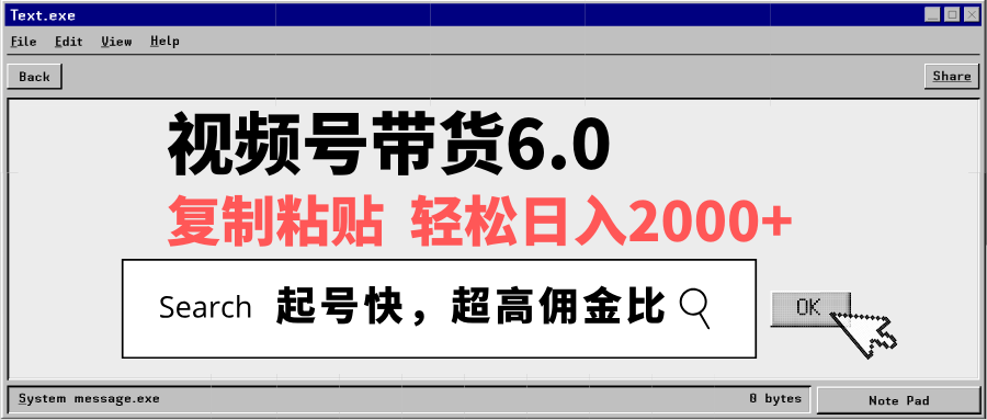 视频号带货6.0,轻松日入2000+,起号快,复制粘贴即可,超高佣金比-资源宝库