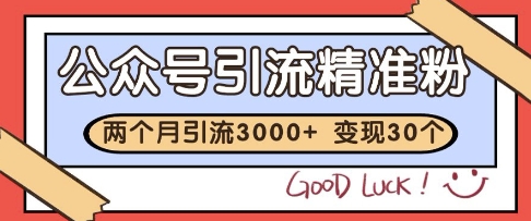公众号精准粉引流玩法，2个月3000+精准粉，变现30个W【揭秘】-资源宝库