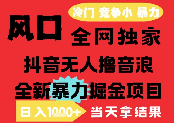 25年6月高爆抖音无人直播最新撸音浪掘金项目，解放双手小白可做，无脑日入1k+，门槛低【揭秘】-资源宝库