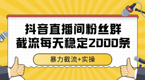 抖音直播间粉丝群暴力截流,一台电脑每天稳定2000条数据,暴力截流+实操 【揭秘】-资源宝库