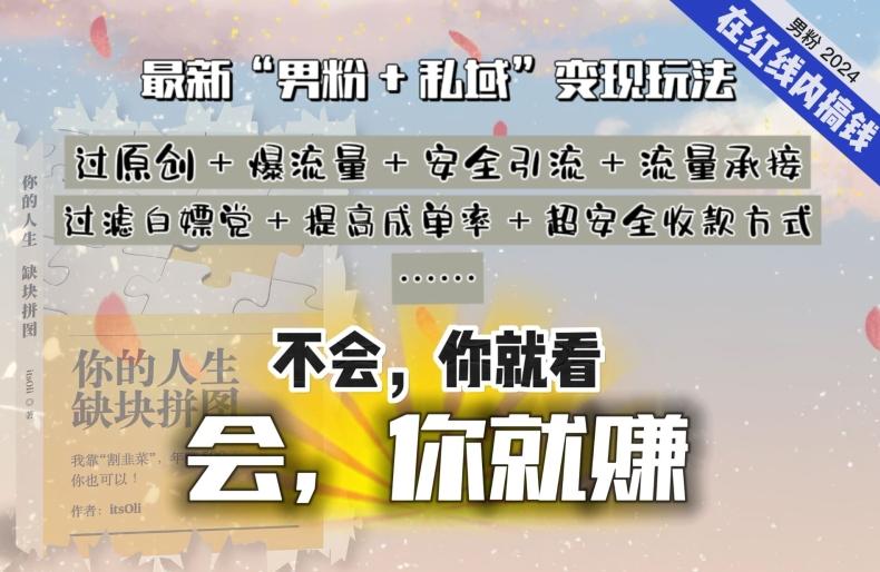 2024，“男粉+私域”还是最耐造、最赚、最轻松、最愉快的变现方式【揭秘】-资源宝库