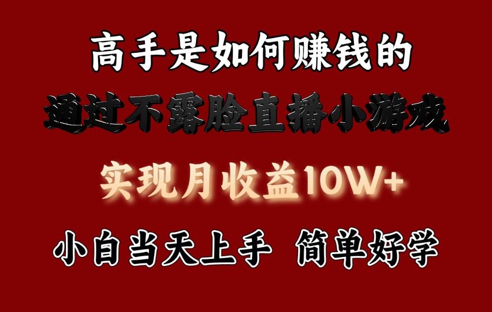 每天收益3800+，来看高手是怎么赚钱的，新玩法不露脸直播小游戏，小白当天上手-资源宝库