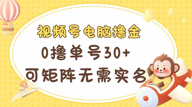 视频号电脑撸金 0撸单号30+ 可矩阵 无需实名多号多得-资源宝库