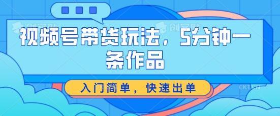 视频号带货玩法，5分钟一条作品，入门简单，快速出单【揭秘】-资源宝库