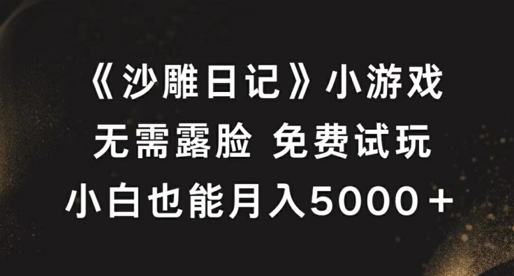 《沙雕日记》小游戏，无需露脸免费试玩，小白也能月入5000+【揭秘】-资源宝库