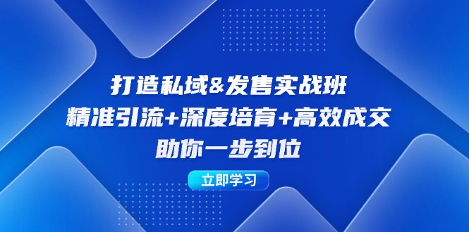 打造私域&发售实操班：精准引流+深度培育+高效成交，助你一步到位-资源宝库