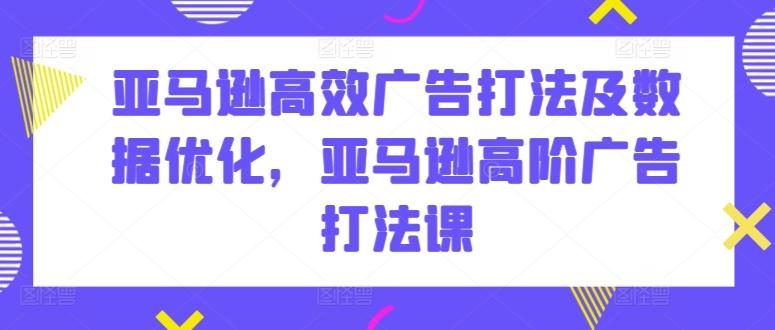 亚马逊高效广告打法及数据优化，亚马逊高阶广告打法课-资源宝库