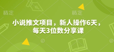 小说推文项目,新人操作6天,每天3位数分享课-资源宝库
