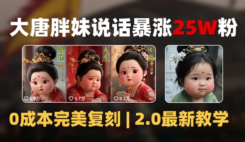 AI大唐胖贵妃说话2.0,40条视频暴涨40w粉,附独家变现攻略-资源宝库