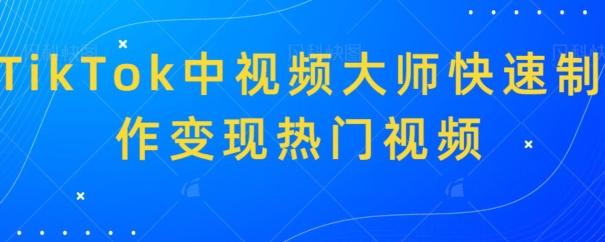 TikTok中视频大师快速制作变现热门视频-资源宝库