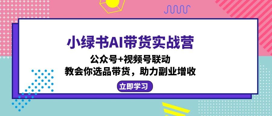 小绿书AI带货实战营：公众号+视频号联动，教会你选品带货，助力副业增收-资源宝库