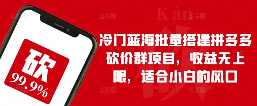 冷门蓝海批量搭建拼多多砍价群项目，收益无上限，适合小白的风口【揭秘】-资源宝库
