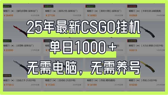 25年最新CSGO挂机系统，单日1000+，无需电脑，无需养号，0基础可上手-资源宝库