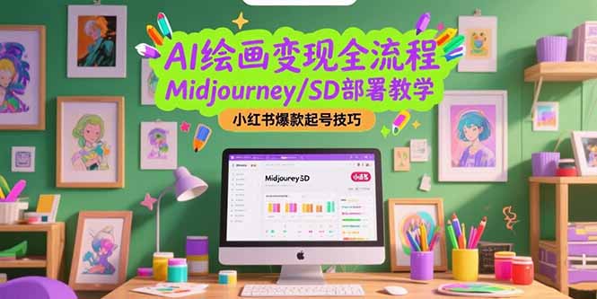 AI绘画变现全流程,Midjourney/SD部署教学,小红书爆款起号技巧-资源宝库