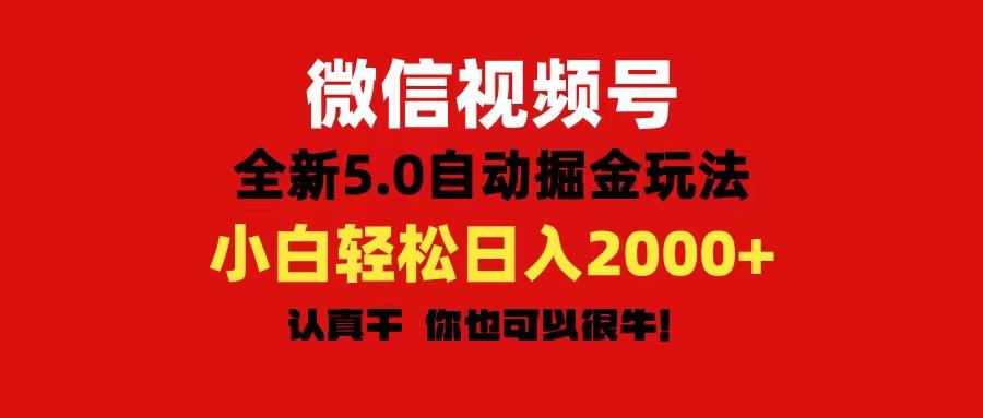 微信视频号变现，5.0全新自动掘金玩法，日入利润2000+有手就行-资源宝库