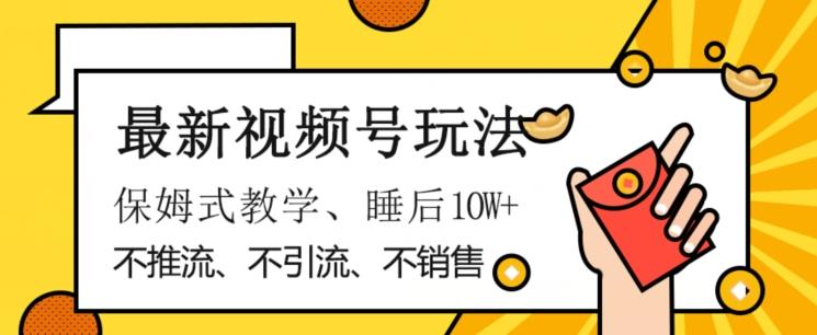 最新视频号玩法，不销售、不引流、不推广，躺着月入1W+，保姆式教学，小白轻松上手【揭秘】-资源宝库