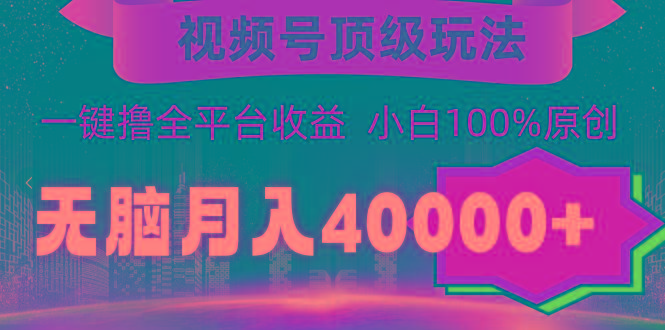 (9281期)视频号顶级玩法，无脑月入40000+，一键撸全平台收益，纯小白也能100%原创-资源宝库
