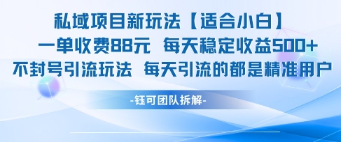 私域项目新玩法【适合小白】 一单收费88.每天稳定收益几张-资源宝库