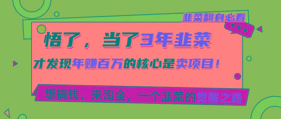 悟了，当了3年韭菜，才发现网赚圈年赚100万的核心是卖项目，含泪分享！-资源宝库
