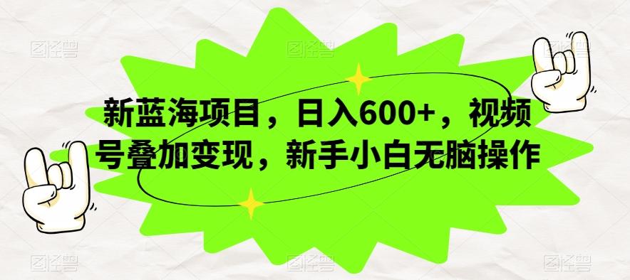 新蓝海项目，日入600+，视频号叠加变现，新手小白无脑操作【揭秘】-资源宝库